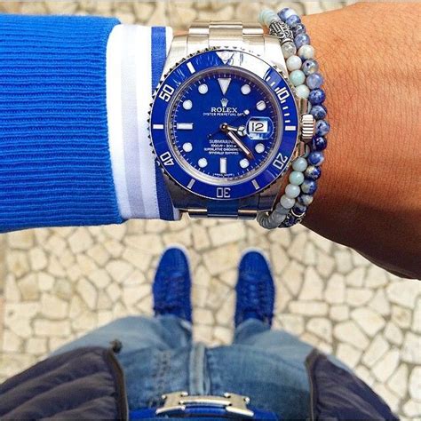 rolex blauw zilver